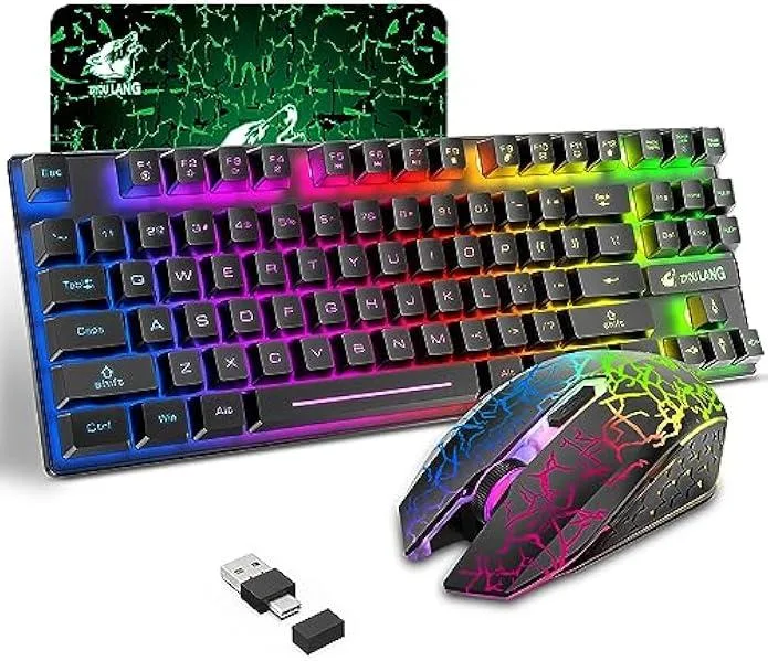 TAURKENAM TAURKENAM Wireless Gaming Keyboard and Mouse Combo 87 Key 2.4 GHz 3000mAh 800mAh Black — product photo