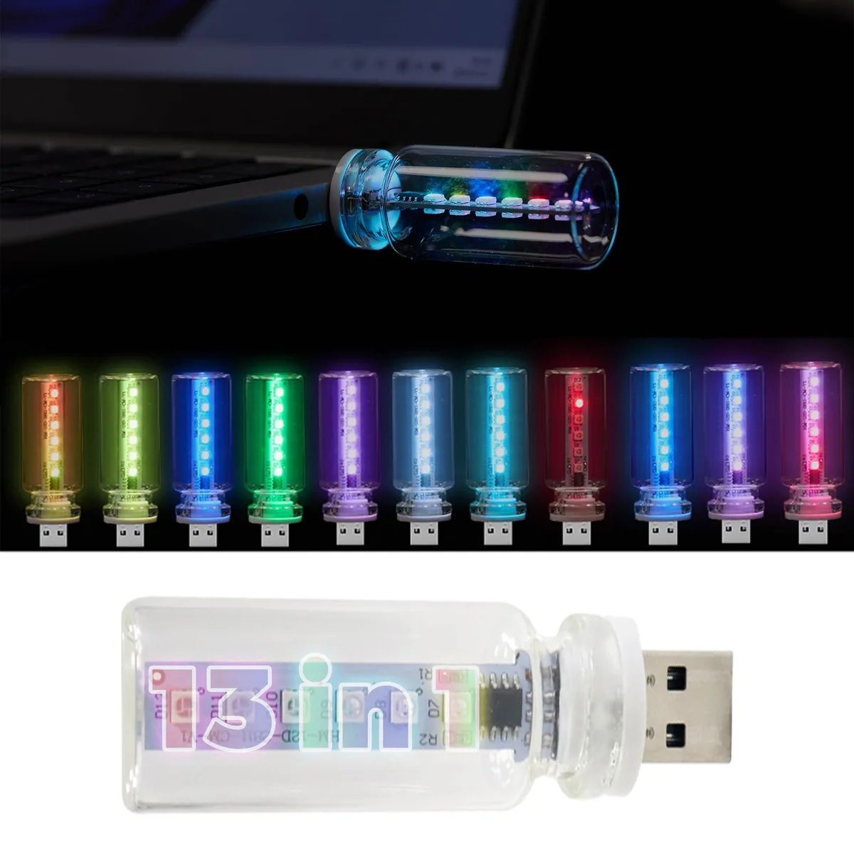  USB LED Car Light 13 Modes 7 Colors .018 kg — product photo