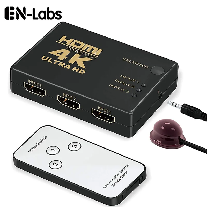 EN-Labs EN-Labs HD4K1X3SW 3-port HDMI video switch 4K@30Hz IR remote — product photo