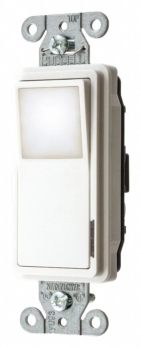 White rocker wall switch with integrated LED nightlight
