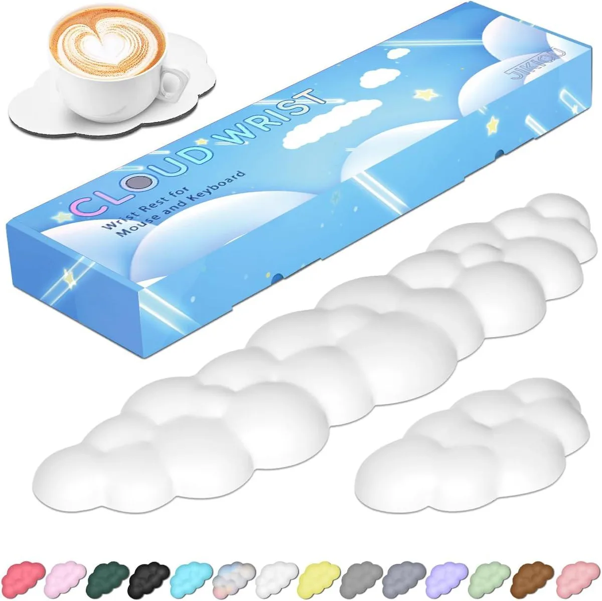 Cloud-shaped leather wrist rest with memory foam and non-slip base