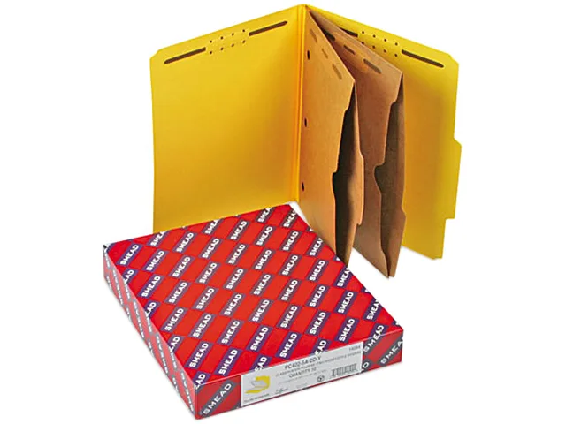 Smead Smead 14084 Pressboard File Folder, Letter, 6-Section, Yellow, 10/Box — product photo