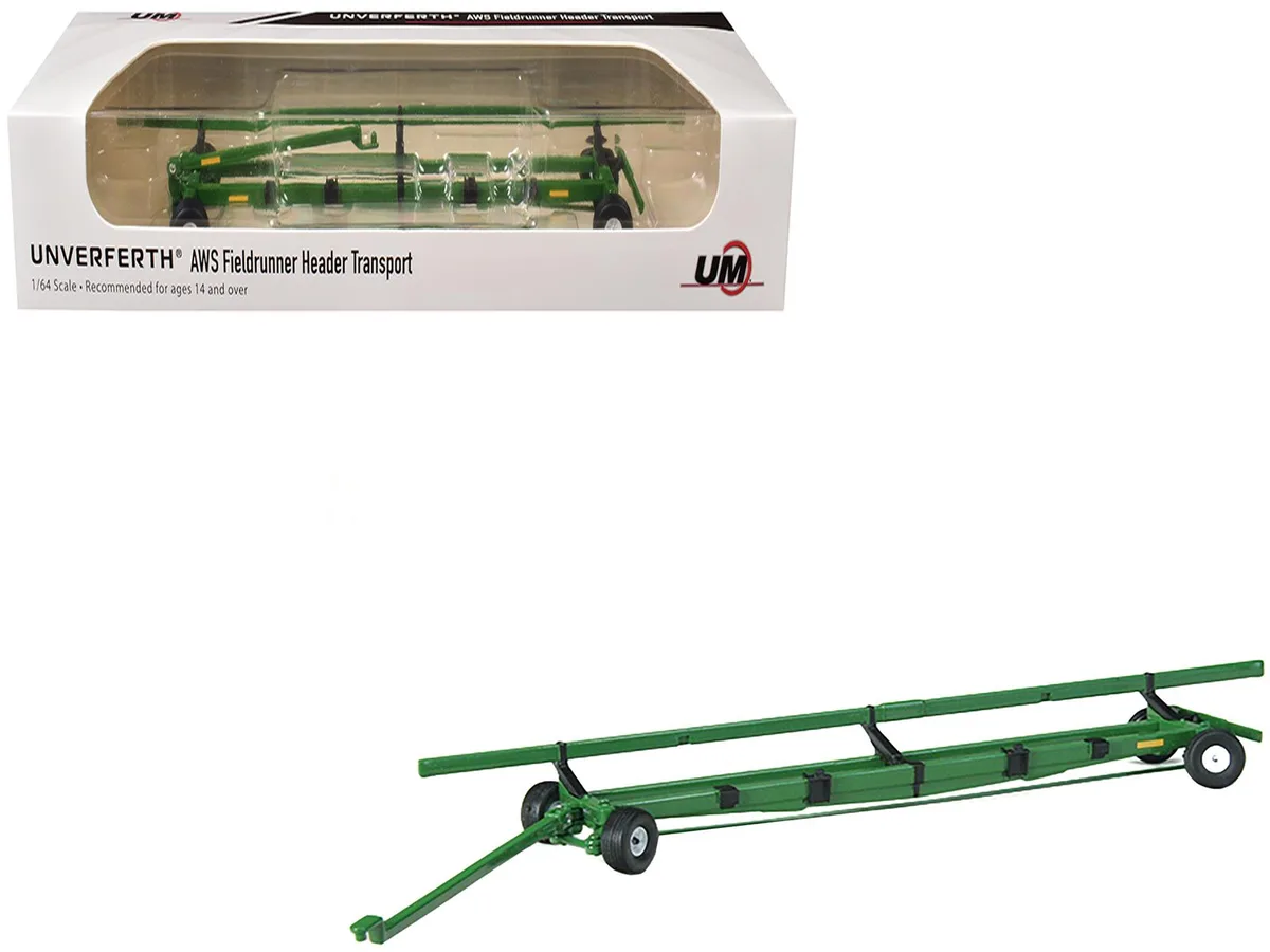 SpecCast Collectibles SpecCast Collectibles Unverferth AWS Fieldrunner Header Transport Green 1/64 Diecast Model — product photo