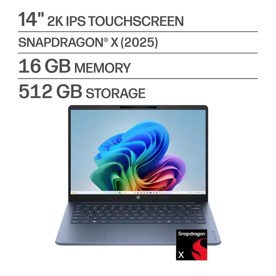HP HP OmniBook 3 14" 2K Touchscreen Snapdragon X 16GB 512GB Copilot+ PC Starlit Blue — product photo