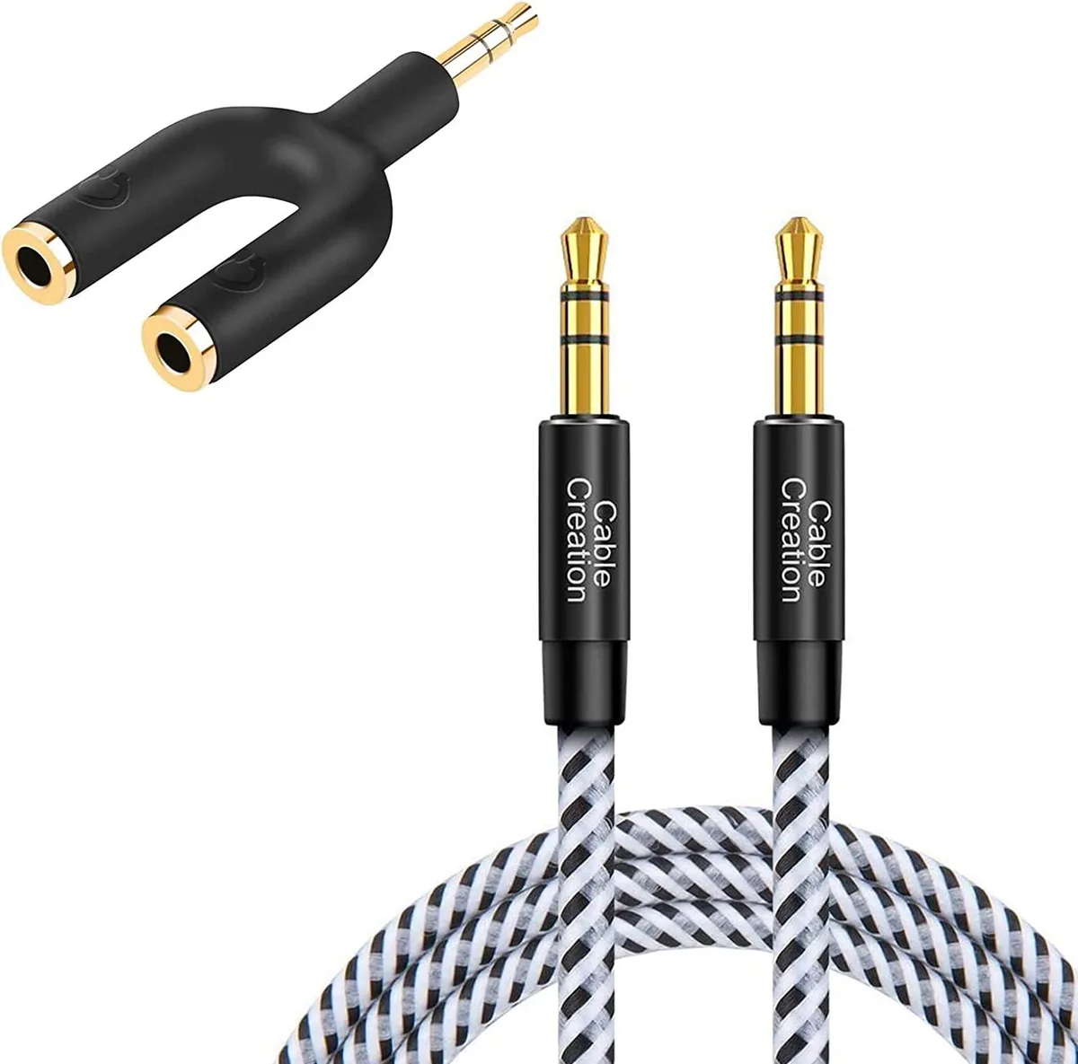 CableCreation CableCreation 10ft 3.5mm aux cable with headphone splitter adapter — product photo
