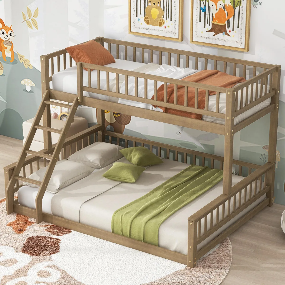 tuphen tuphen Twin XL over Queen Bunk Bed Walnut — product photo
