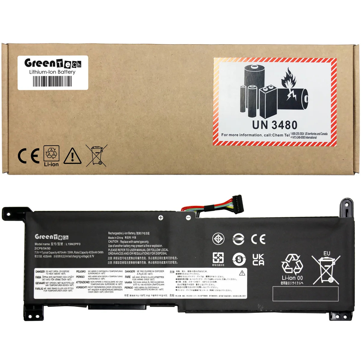 GreenTechLLC GreenTechLLC L19C2PF0 35WHR laptop battery Lenovo IdeaPad 1-11ADA05 1-14ADA05 1-11AST-05 — product photo