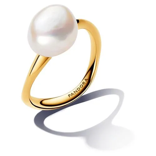 PANDORA PANDORA Baroque Treated Freshwater Cultured Pearl Ring 14k gold-plated band — product photo