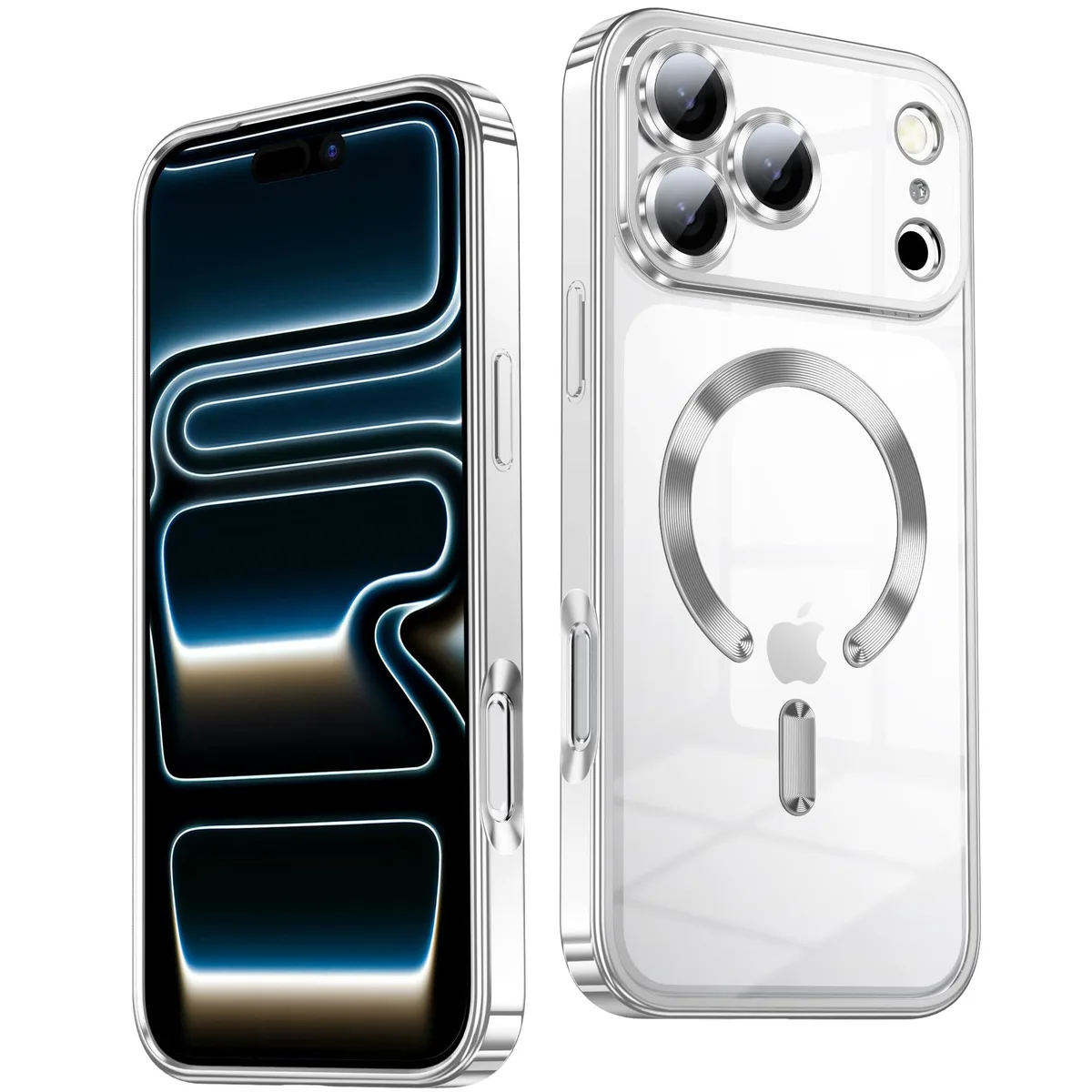 _Mega Brand _Mega Brand Slim Thin iPhone 17 Pro Case Clear MagSafe Silver — product photo