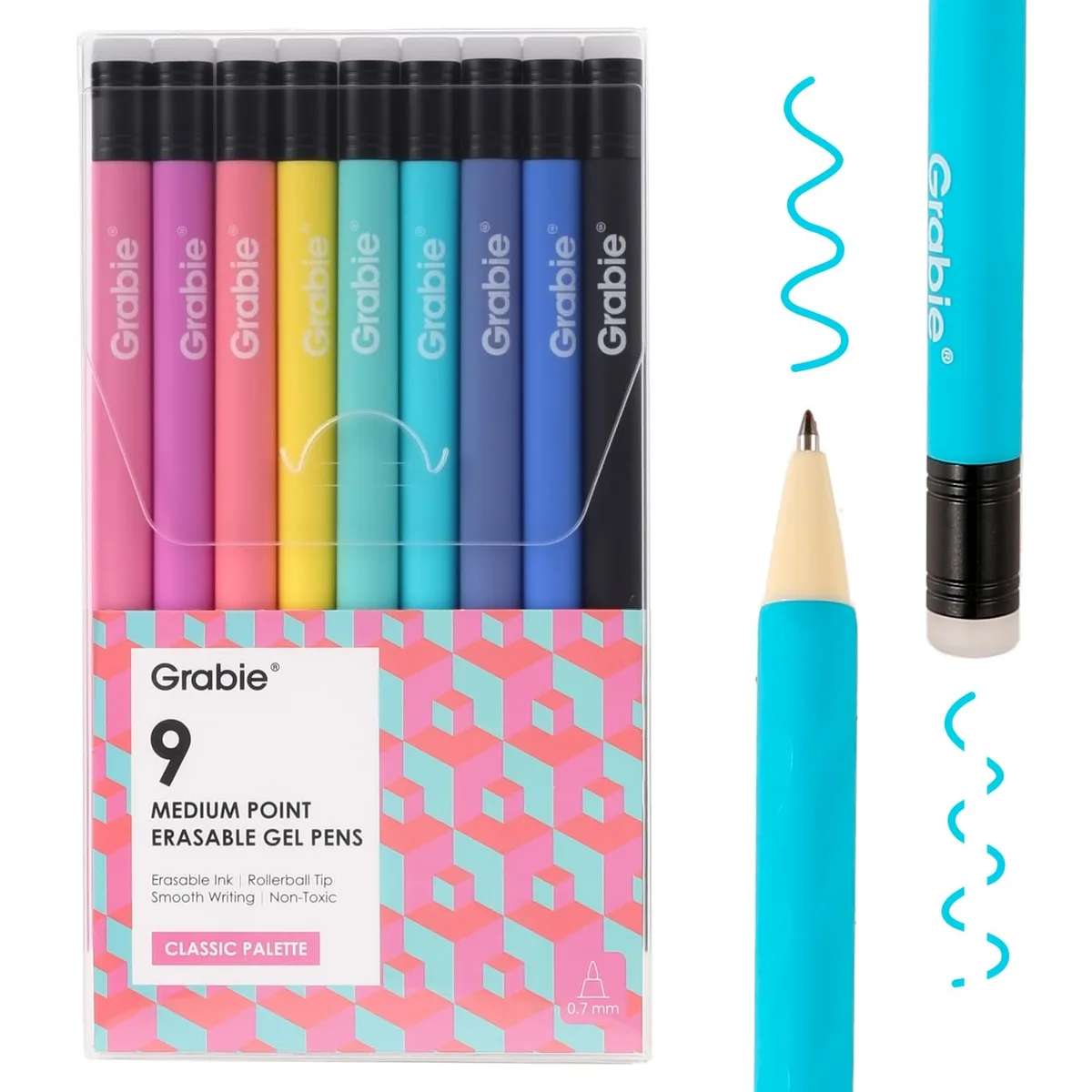  Logitech Erasable Gel Pens 0.7 mm Pack of 9 Blue — product photo