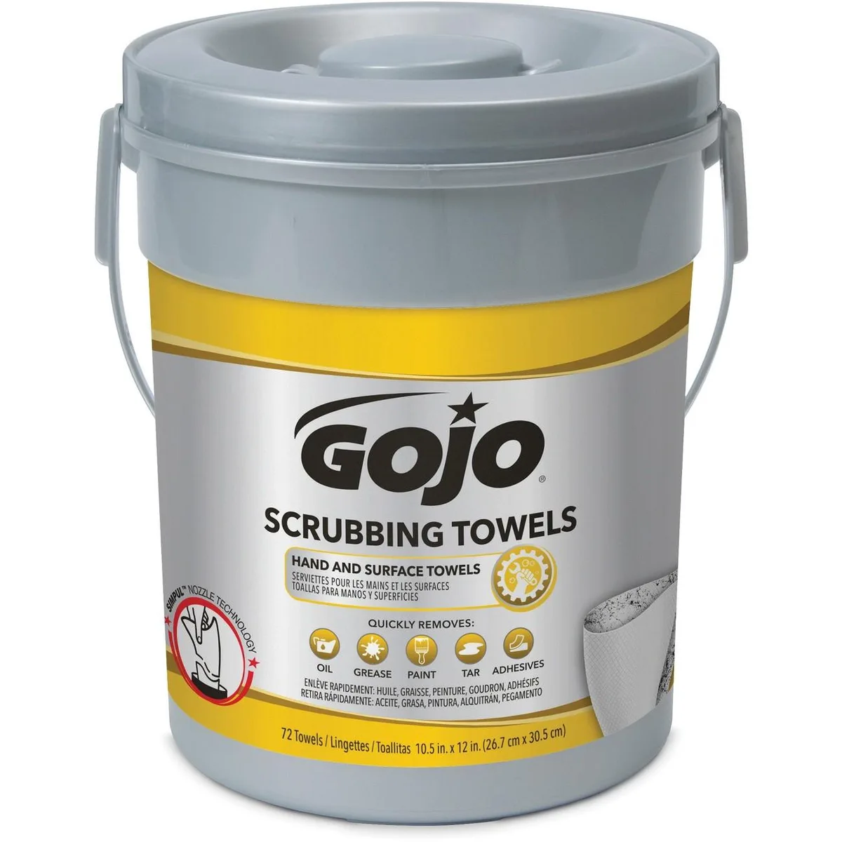 GOJO GOJO 639606CT Scrubbing Wipes Cleaning 6 Carton 72 Sheets 10.50 x 13 — product photo