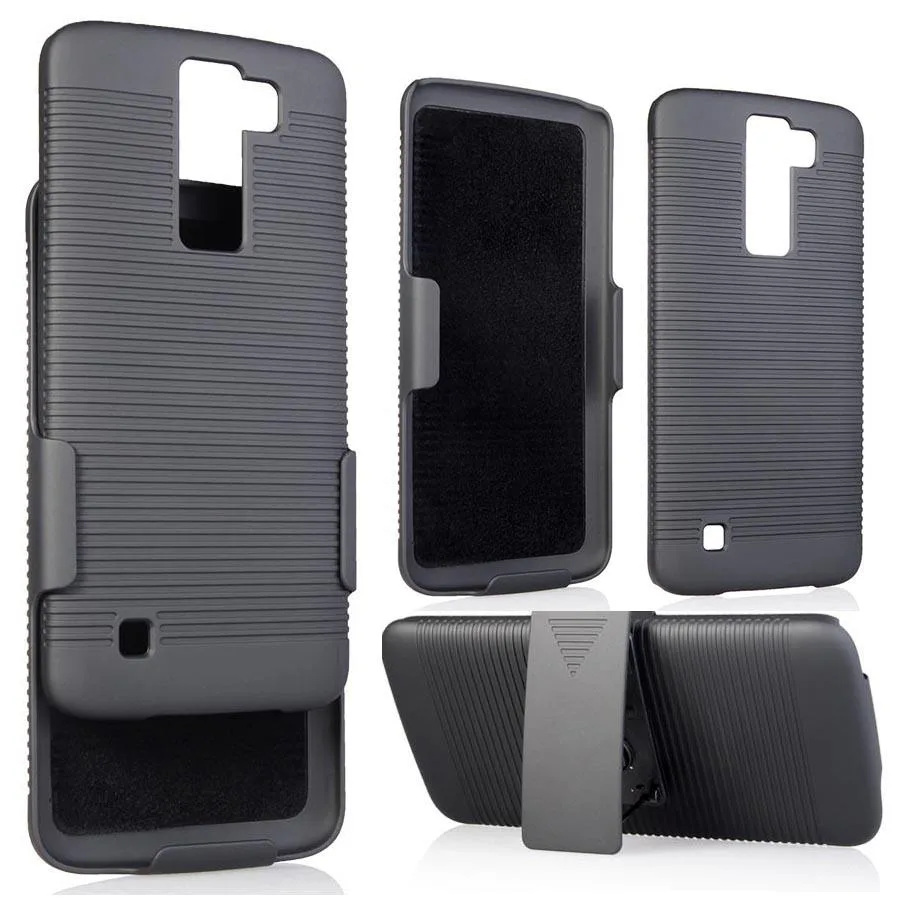 Nakedcellphone Nakedcellphone Case + Holster Combo with Stand Black 13-position clip for LG Phoenix-2 K8 Escape-3 — product photo