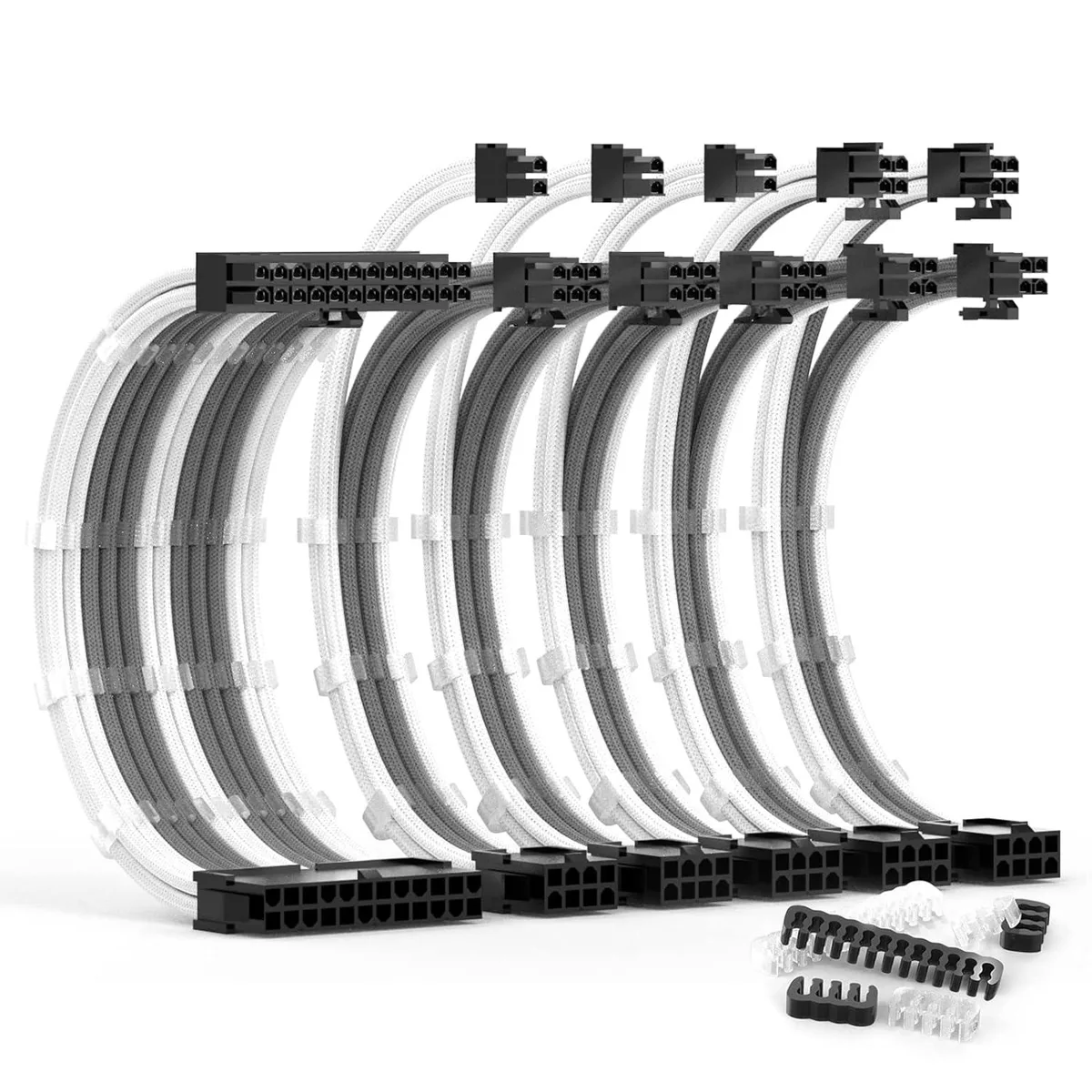 BUCIER BUCIER PSU Cable Extension Kit 30cm 18AWG White Grey 1x24Pin 2x8Pin 3x8Pin — product photo