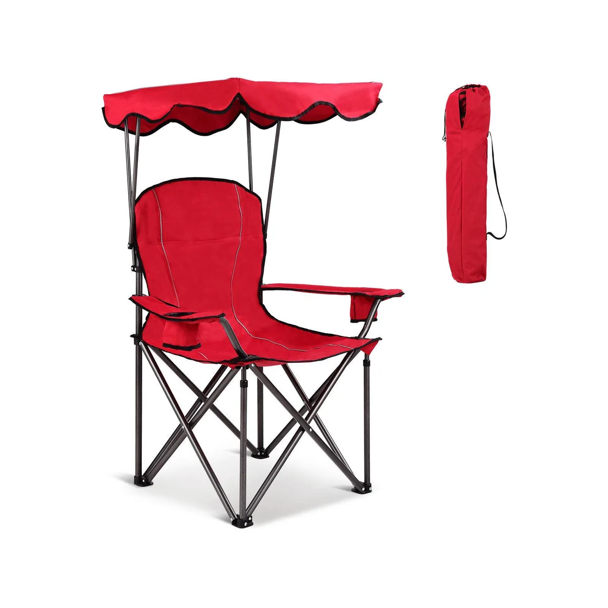SlickBlue SlickBlue Portable Folding Beach Canopy Chair with Cup Holders Red — product photo