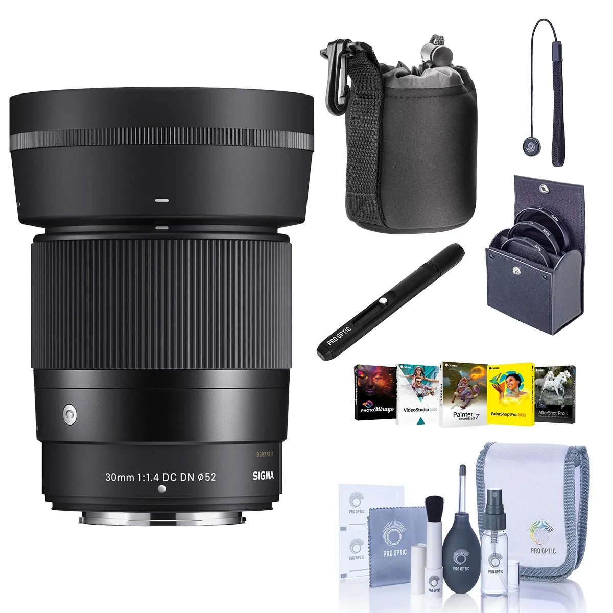 SIGMA Sigma 30mm f/1.4 DC DN Contemporary Lens for Fujifilm X, Bundle with ProOptic 52mm Filter Kit — product photo
