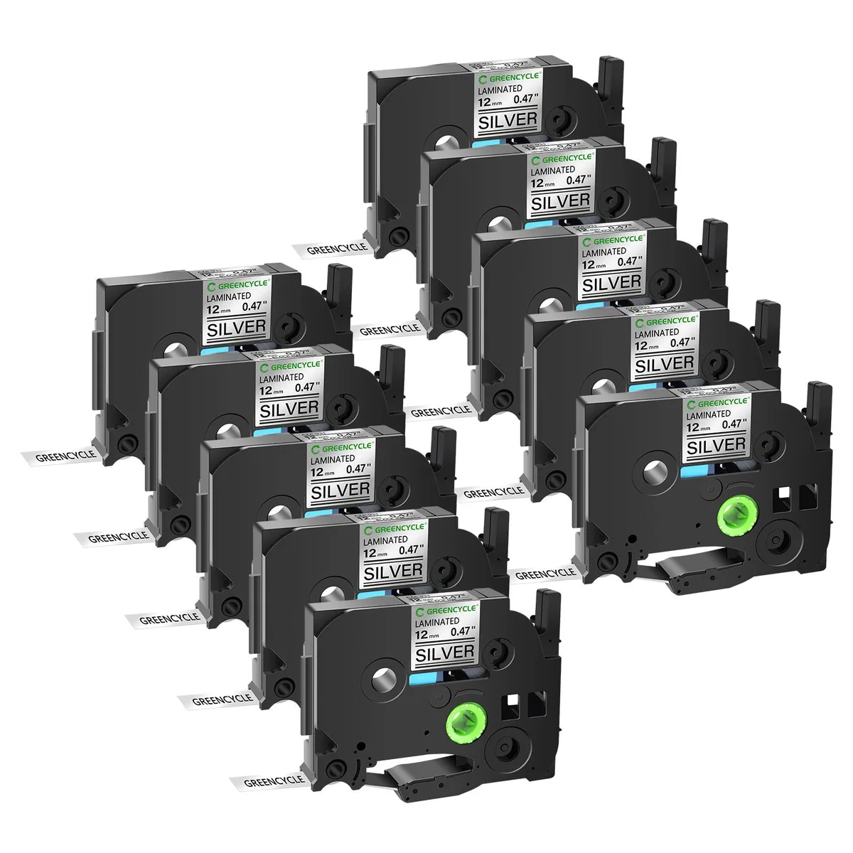GREENCYCLE GREENCYCLE TZe-931 12mm 0.47 Laminated Silver Tape labelmaker, 20 pack — product photo