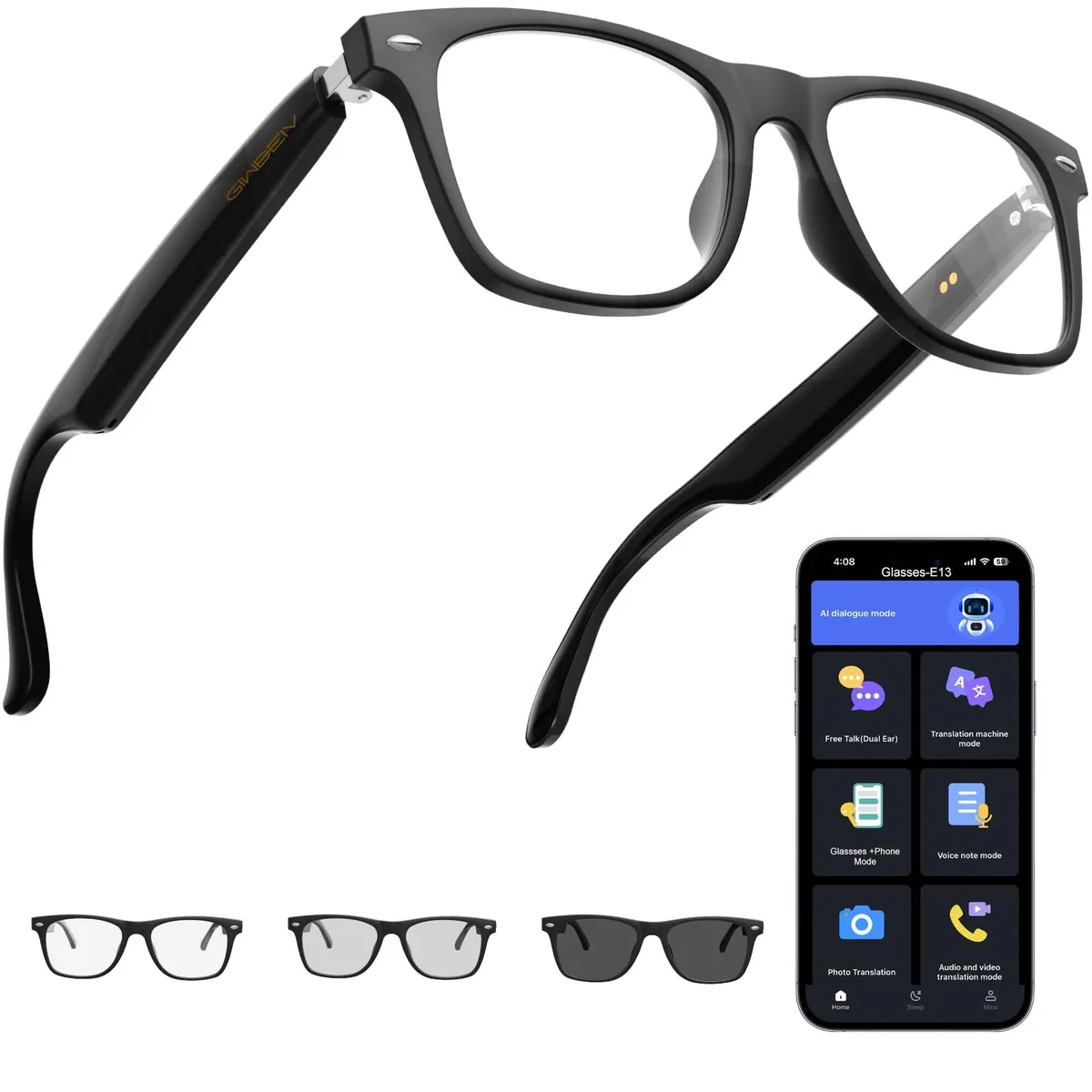  Giwbeiv E13 Computer Glasses 164 Translation Color-Change Lens 85mAh Battery — product photo