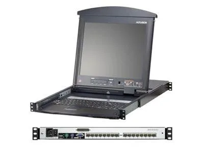ATEN ATEN KL1516AM 16-port CAT5 dual rail LCD KVM switch — product photo