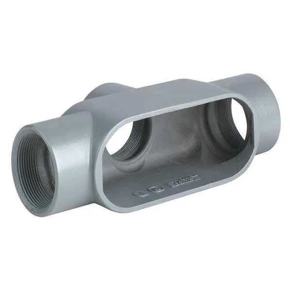 Gray aluminum conduit outlet body, TB style, 9.5 cu in capacity
