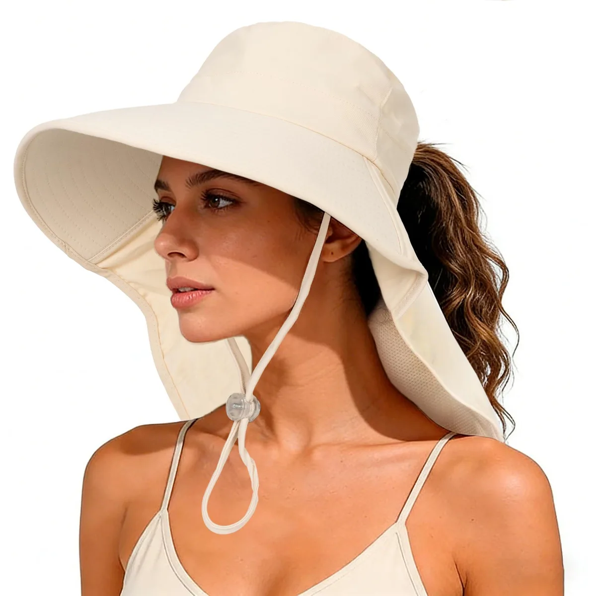  Sun Hat Wide Brim Neck Flap UPF 50+ Black One Size — product photo