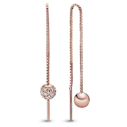 PANDORA PANDORA Polished &amp; Pavé Bead Dangle Earrings Silver 25 CZ — product photo