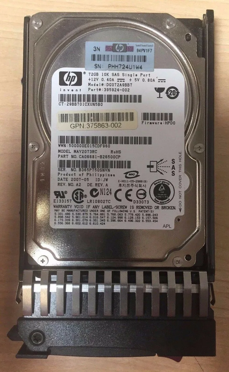 HP HP DG072A9BB7 72GB SAS 10000RPM internal hard drive — product photo