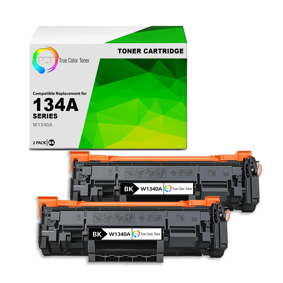 True Color Toner True Color Toner 134A W1340A Black Toner Cartridge 2 Pack 1100 Pages — product photo