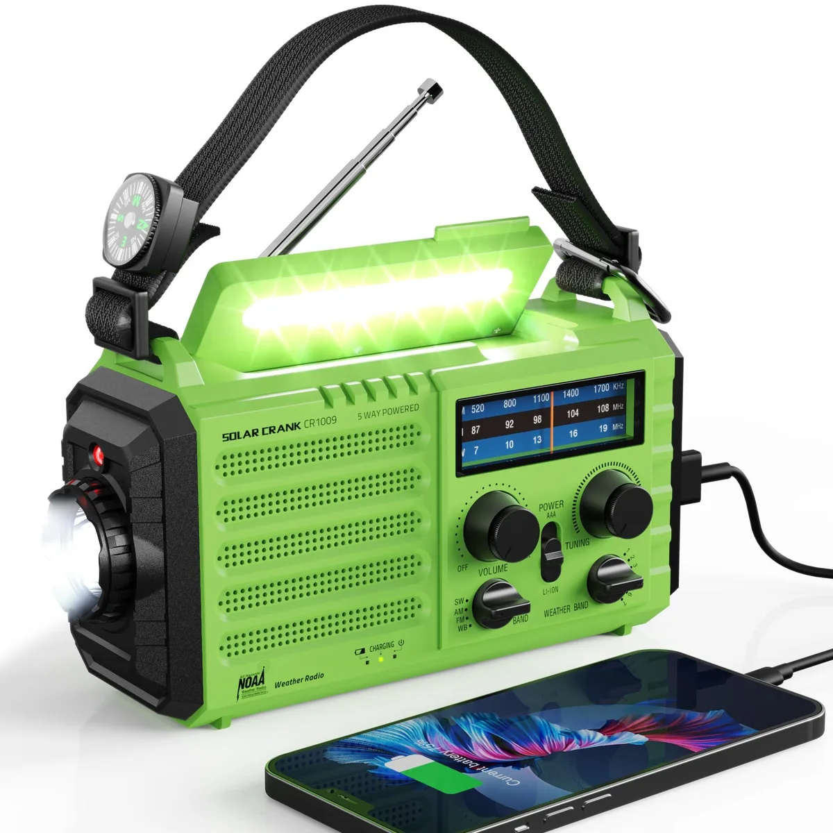  Raynic CR1009 Emergency Radio Green 5000mAh — product photo