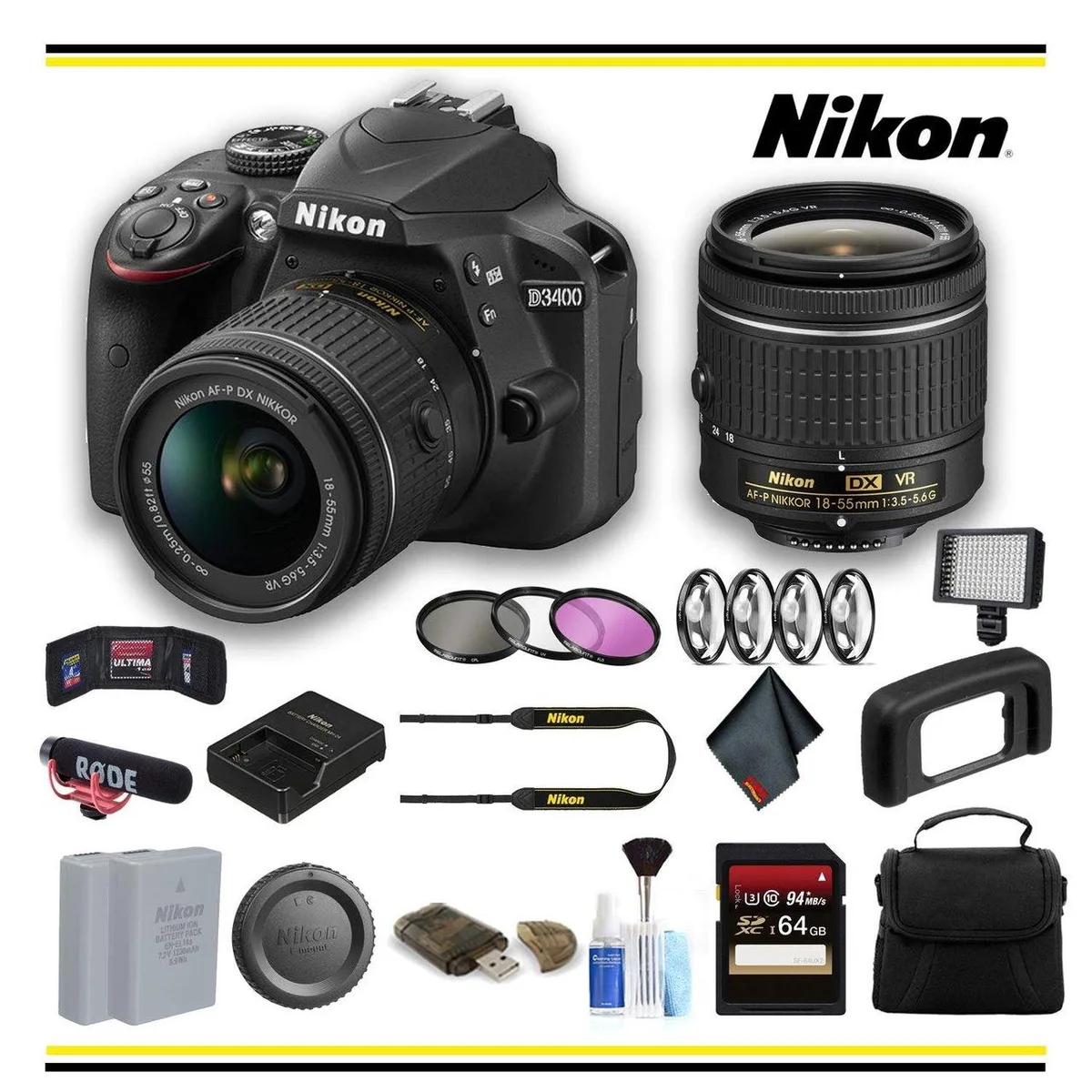 Nikon International Nikon D3400 DSLR Camera 18-55mm Lens Advanced Bundle — product photo