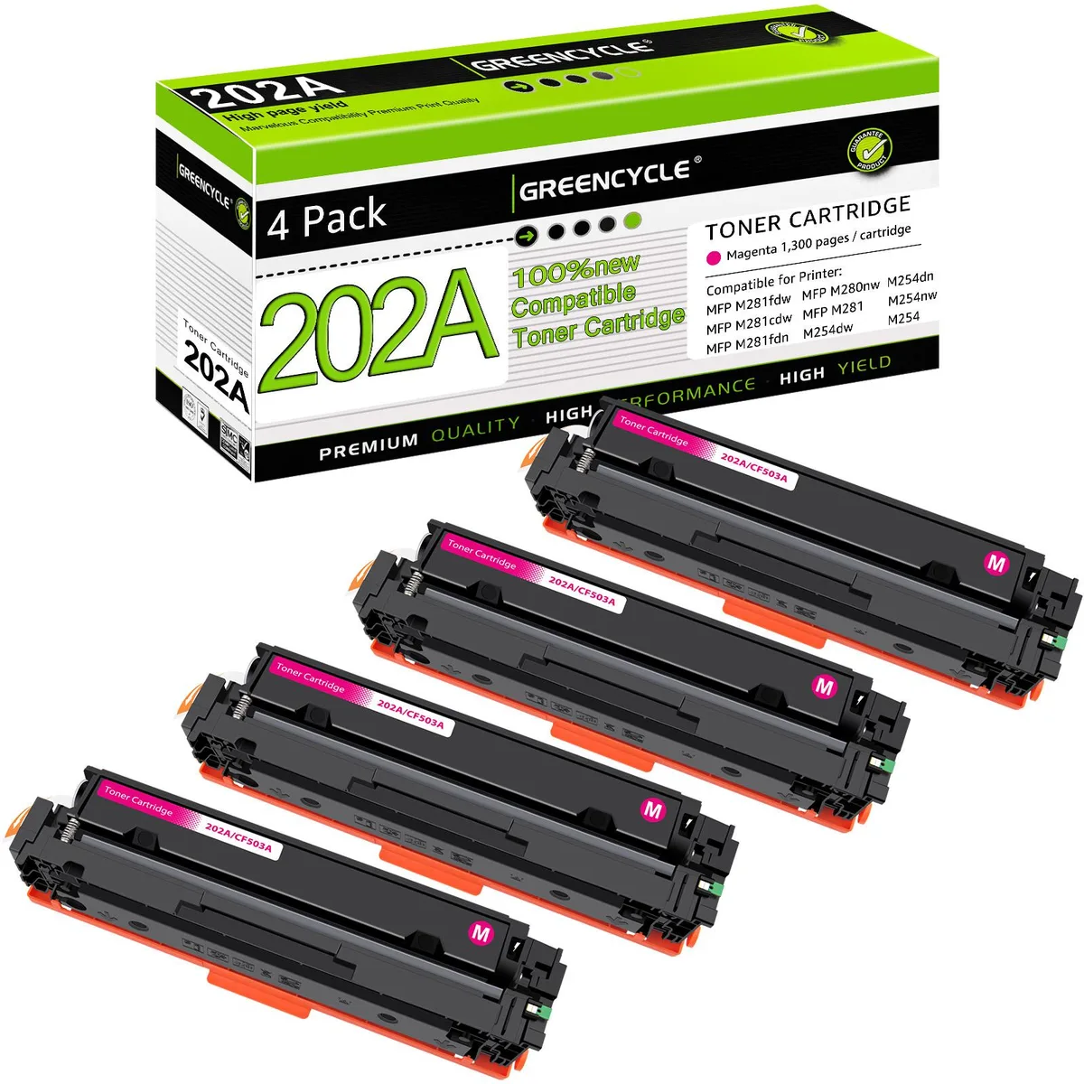 GREENCYCLE GREENCYCLE 202A Magenta toner cartridge 4-pack 1300 pages — product photo