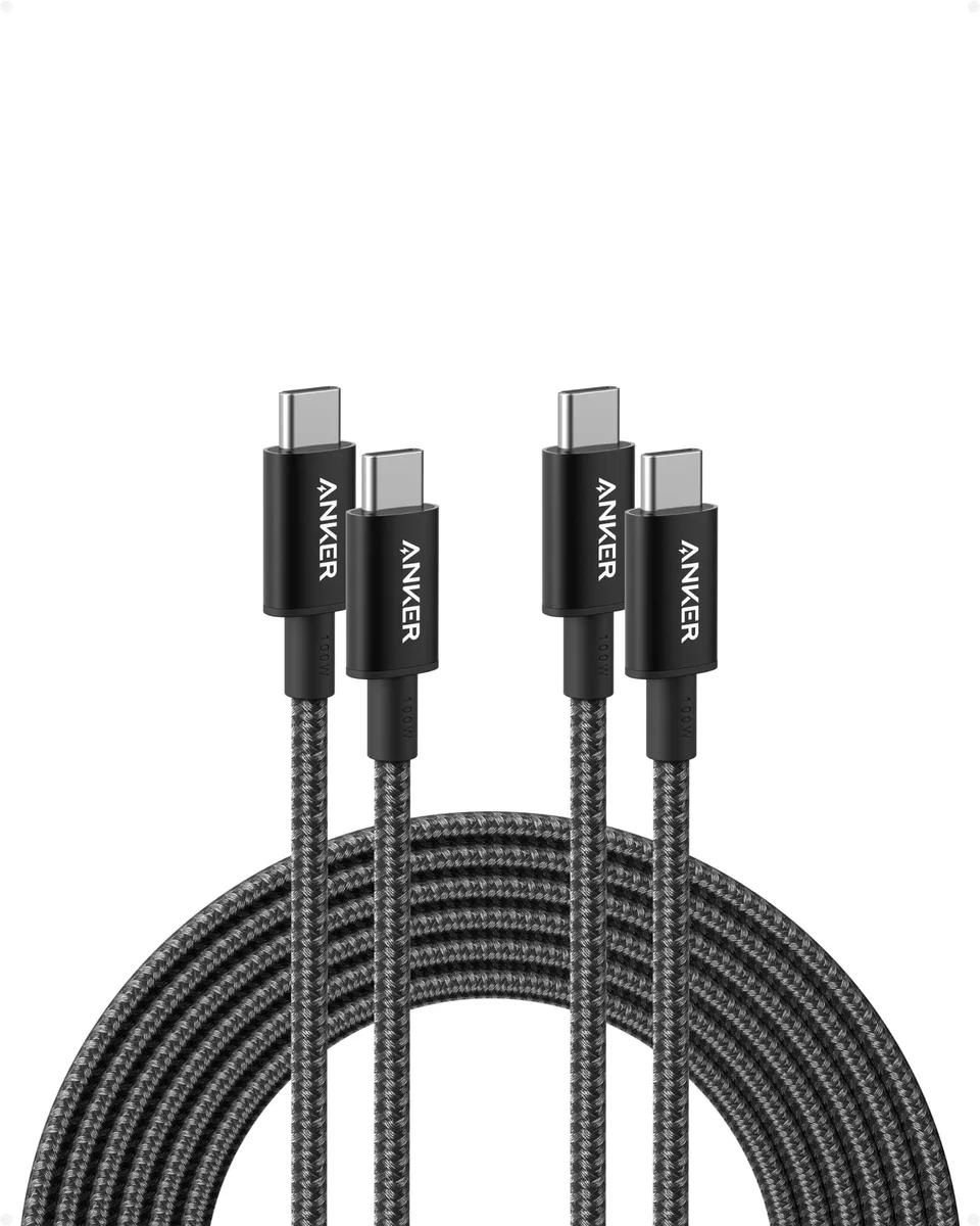 Anker USB-C to USB-C 100W Cable 10 ft 2-Pack Black A8758 — product photo