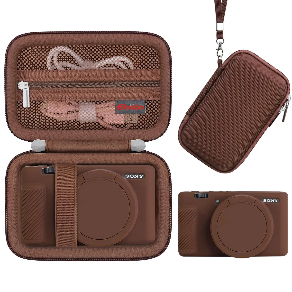  Elonbo L154KK Hard Case &amp; Silicone Cover for Sony ZV-1, Coffee — product photo