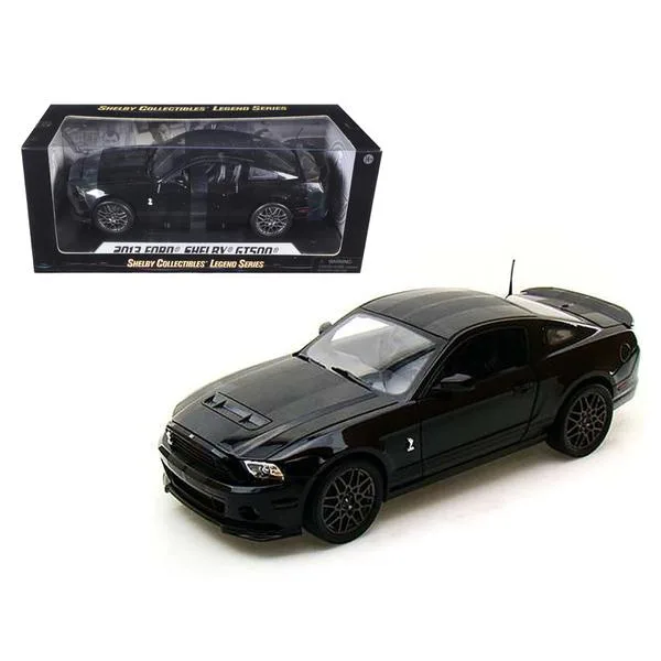 Shelby Collectibles Shelby Collectibles 2013 Ford Shelby Cobra GT500 SVT Black with Black Stripes 1/18 Diecast Vehicle — product photo