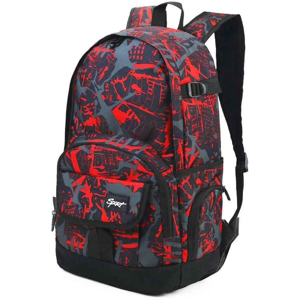 Beige camouflage nylon laptop backpack with padded straps