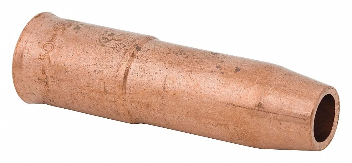 Two copper welding nozzles with adjustable collars