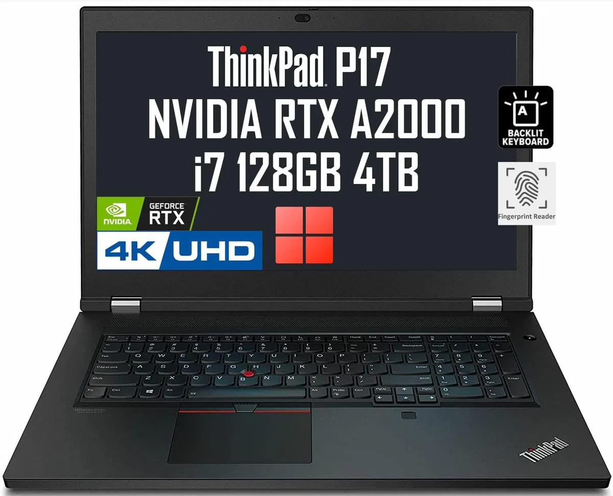 Lenovo Lenovo ThinkPad P17 Gen 2 laptop i7-11800H 128GB 4TB RTX A2000 17.3" 4K UHD — product photo