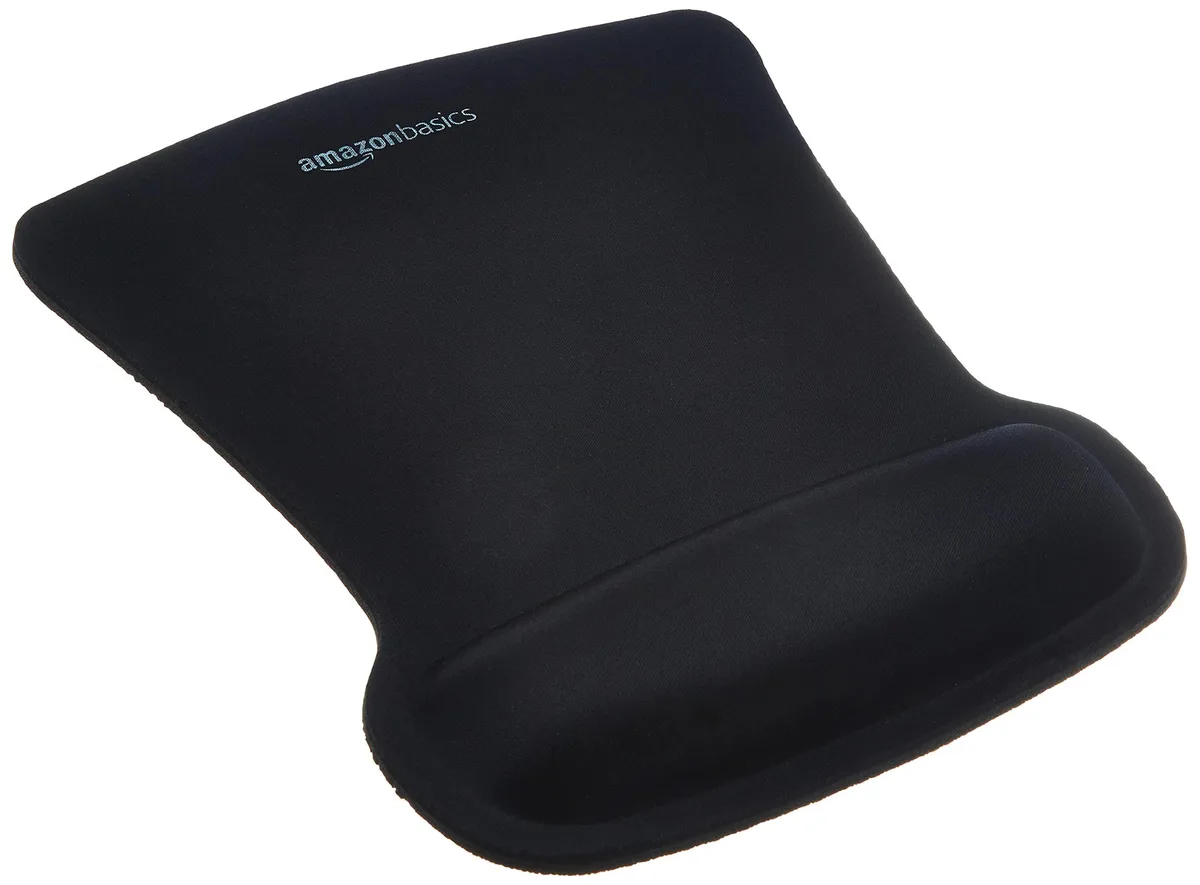  Amazon Basics Gel Mouse Pad with Wrist Support, 10.1 x 8.1 Inches, Black — product photo