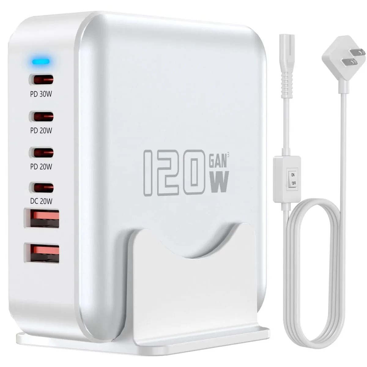  Yaglow ZETX200W-U 120W 6-Port USB Charger White — product photo
