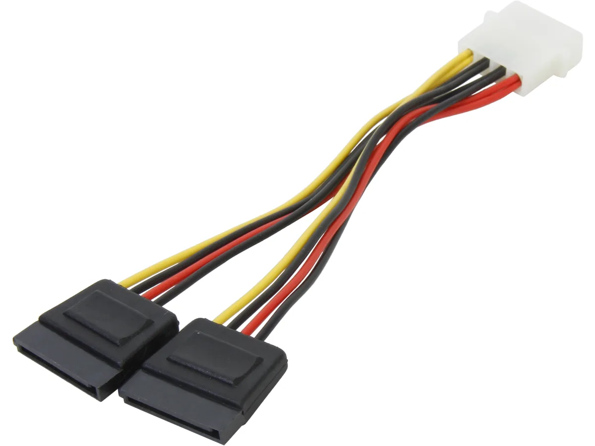 Nippon Labs Nippon Labs POW-S6800-6IN 6.1" Molex to 2 x SATA 15-pin internal power cable — product photo