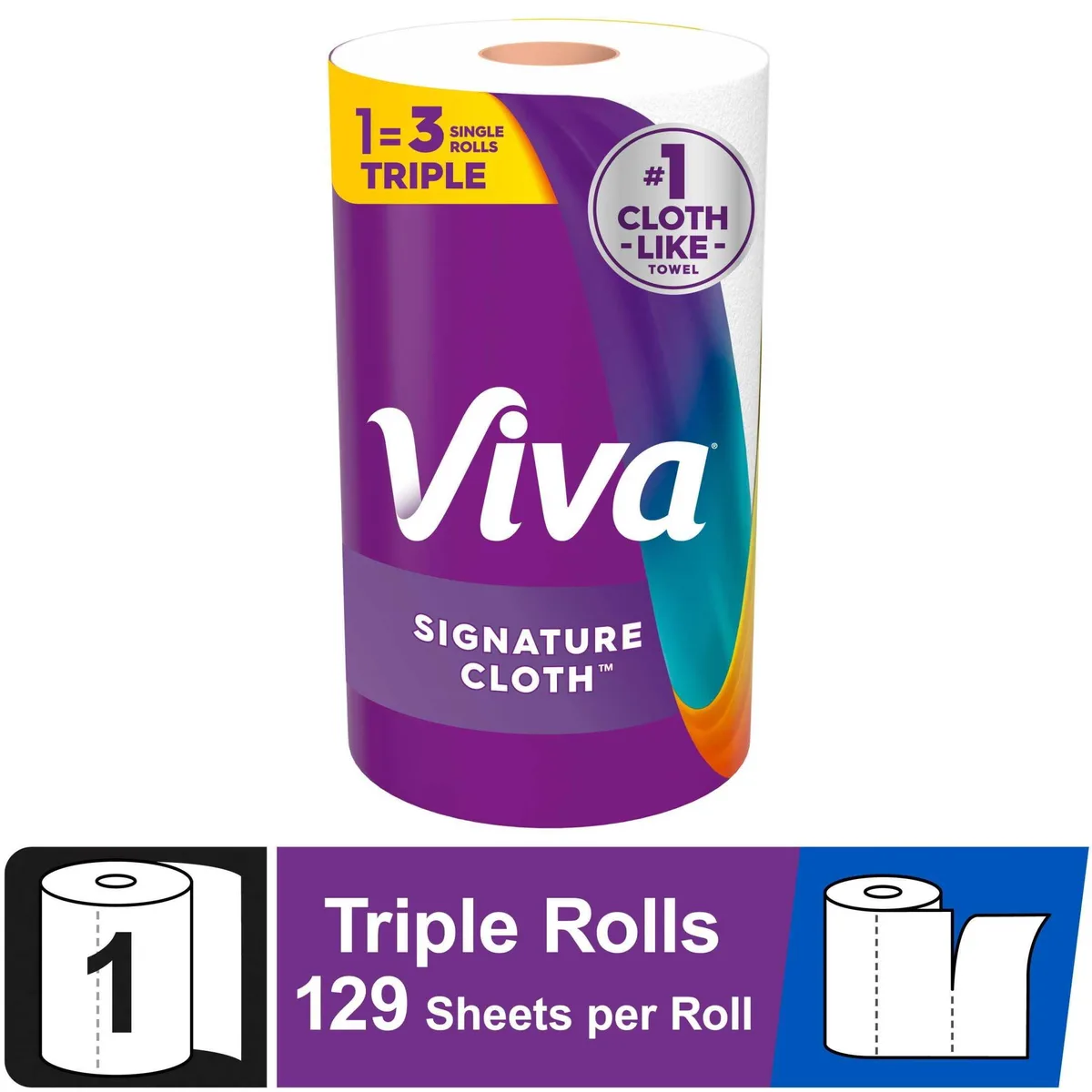 None Continuous None Continuous Viva Signature Cloth Paper Towels 1 Triple Roll 129 Sheets Pick-a-Size White — product photo