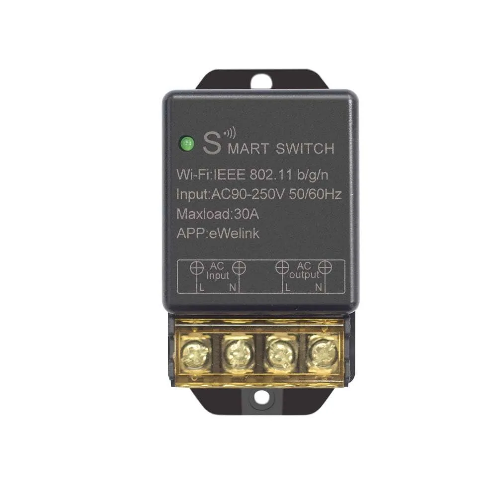 Black rectangular smart switch with surface-mount design