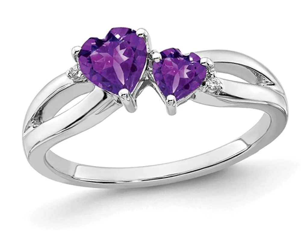 Gem &amp; Harmony Gem &amp; Harmony Amethyst Heart Promise Ring 10K White Gold .65 ctw — product photo