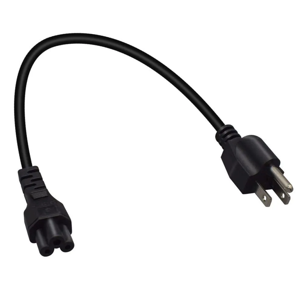  Toptekits US 3 Prong AC Power Cord 1ft 18 AWG NEMA 5-15P to C5 Black — product photo