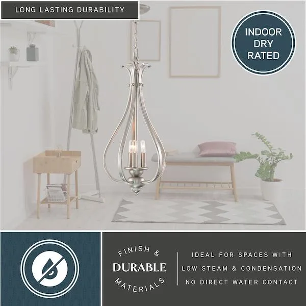 Vaxcel Vaxcel Monrovia 3-Light Brushed Nickel Teardrop Candle Pendant — product photo