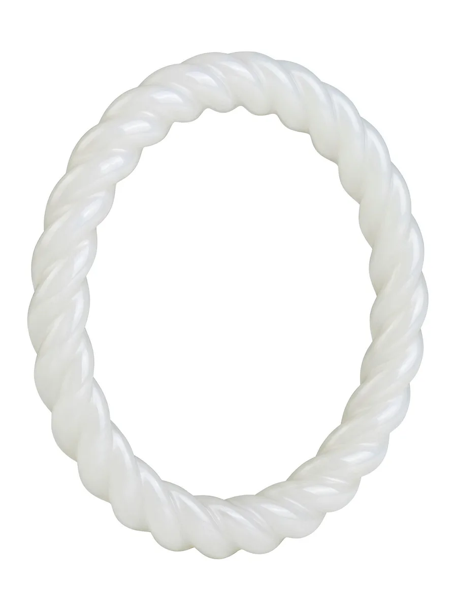 White twisted stone bangle, 2.5 inch diameter, smooth finish