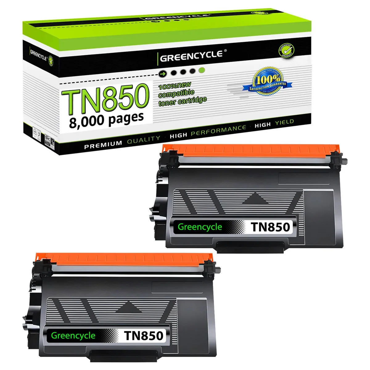 GREENCYCLE GREENCYCLE TN850 Compatible Toner Cartridge Black 2 Pack 8000 Pages — product photo