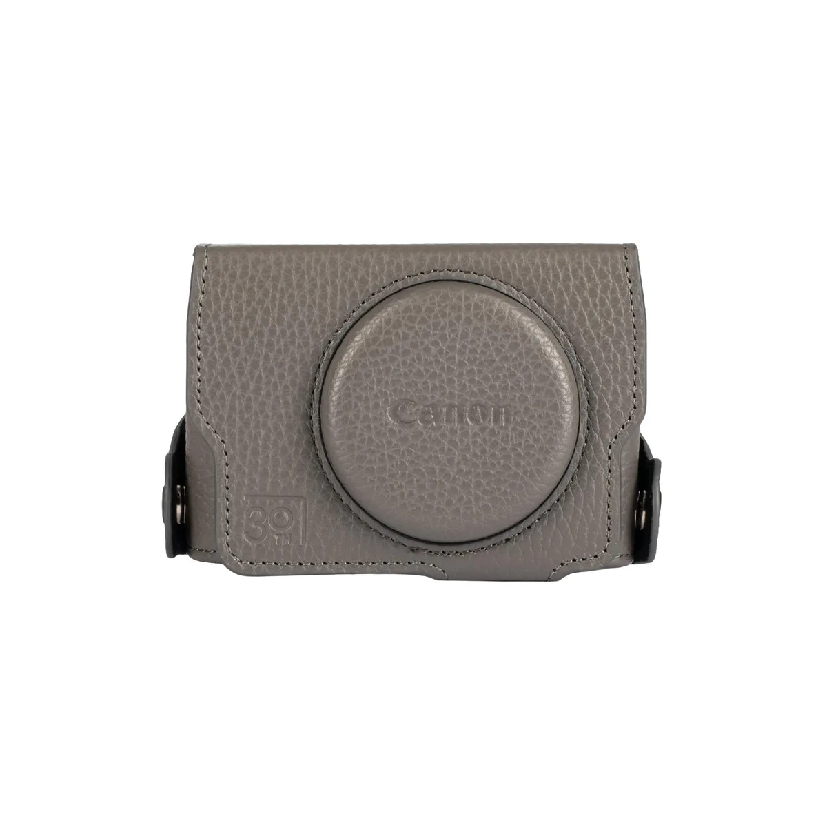Graphite leather camera case with magnetic flap closure