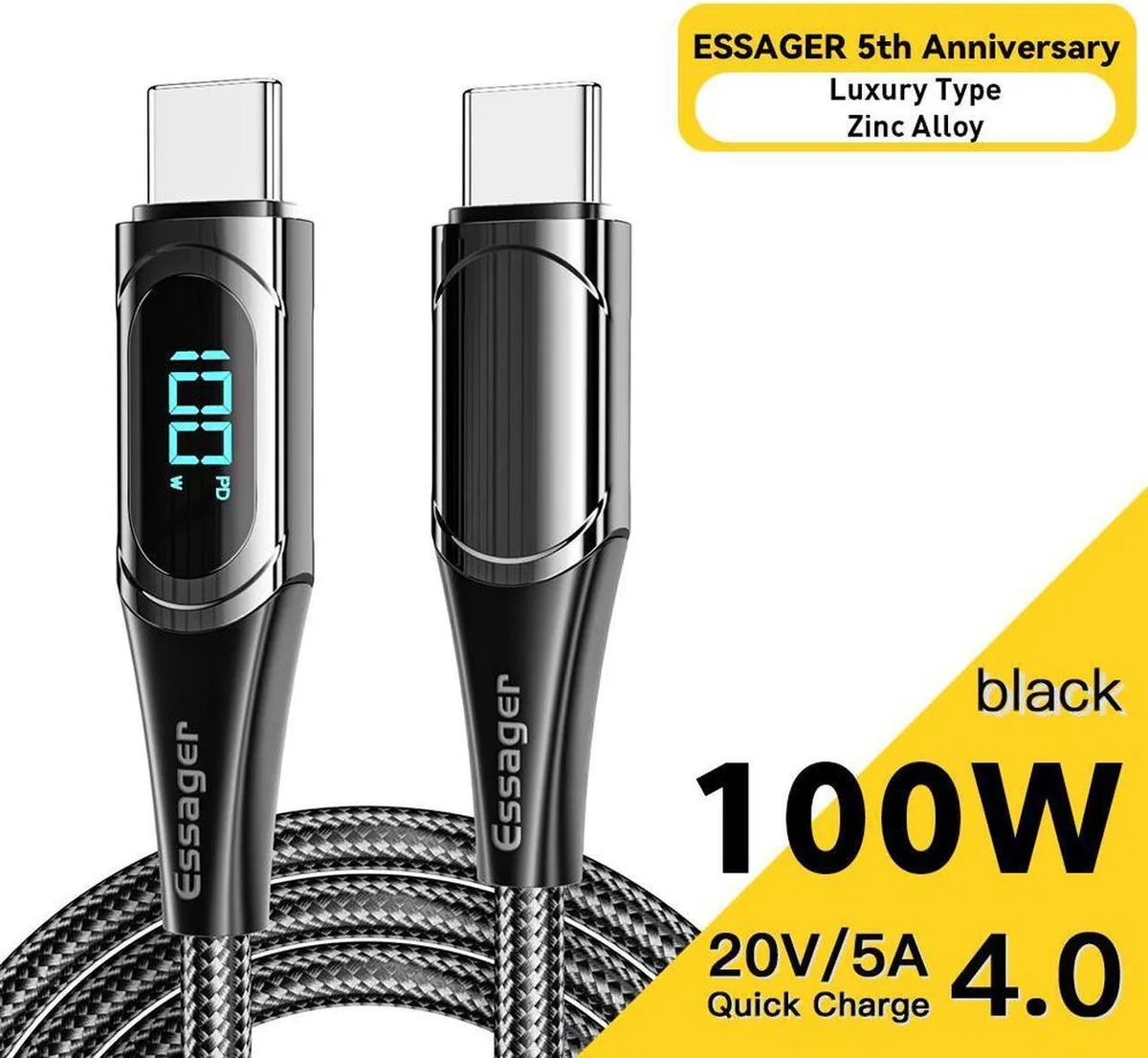 SMUGDESK SMUGDESK USB C to USB C Cable 6.6ft 100W LED Display — product photo