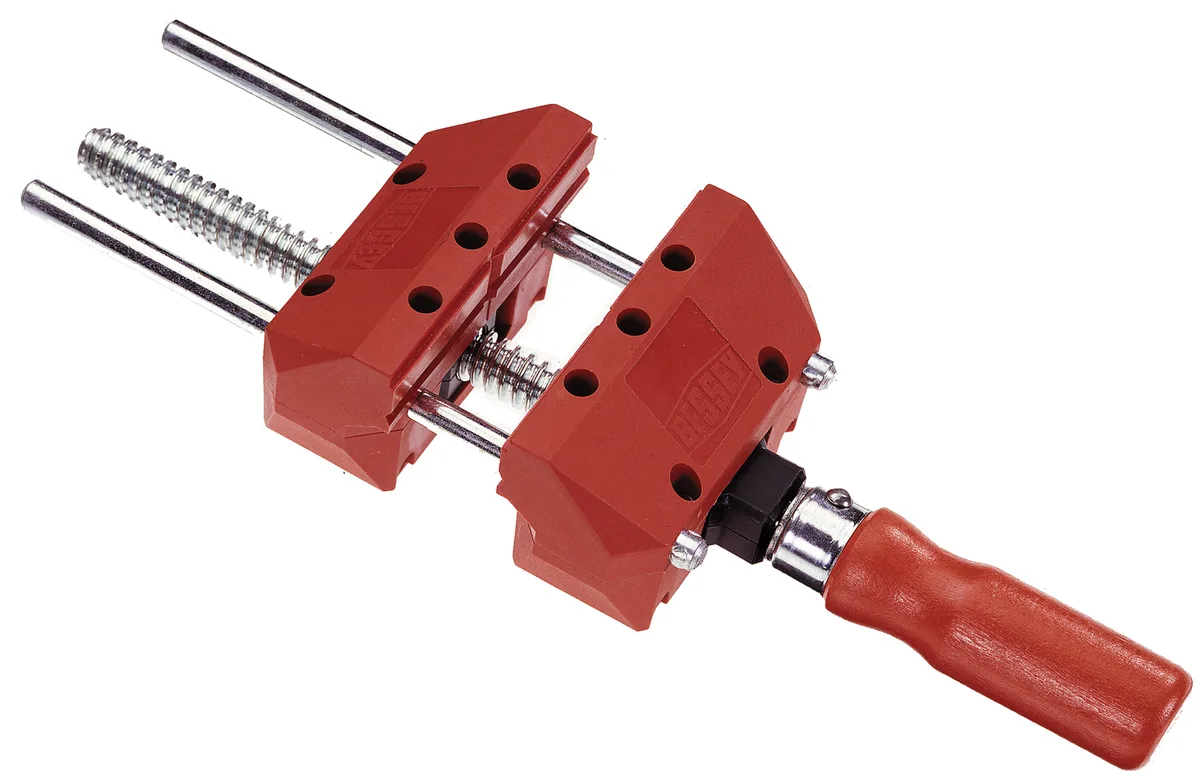 Lightweight grey nylon mini vise with steel jaws and integrated clamp base