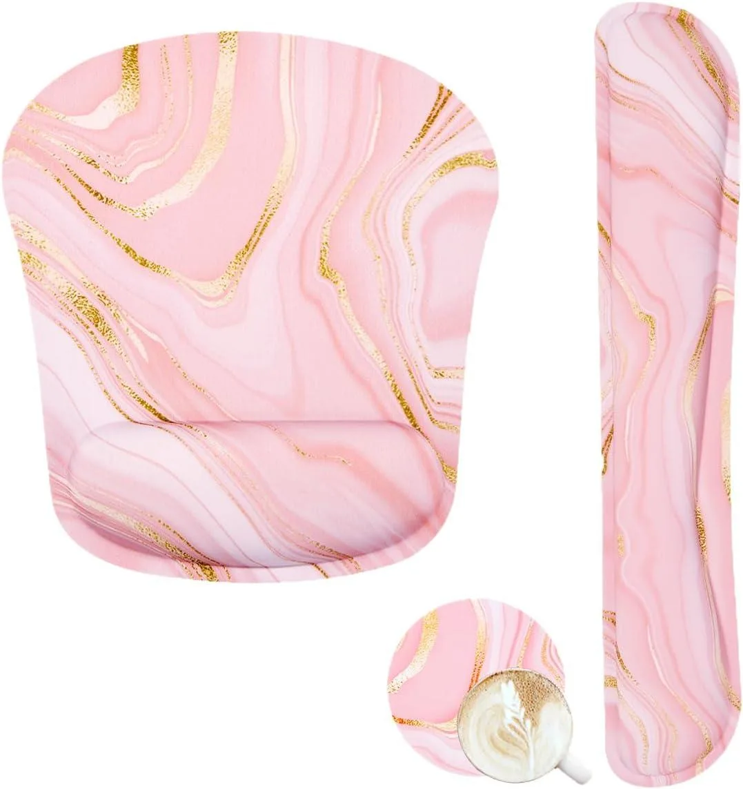 Emerson Emerson Memory Foam Keyboard & Mouse Wrist Rest Set – Pink Fluid — product photo